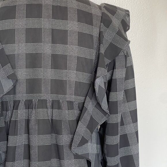 Loft Blouse Size XS Plaid Ruffle Button Long Sleeves Bohowestern Rodeo Western - Picture 4 of 15